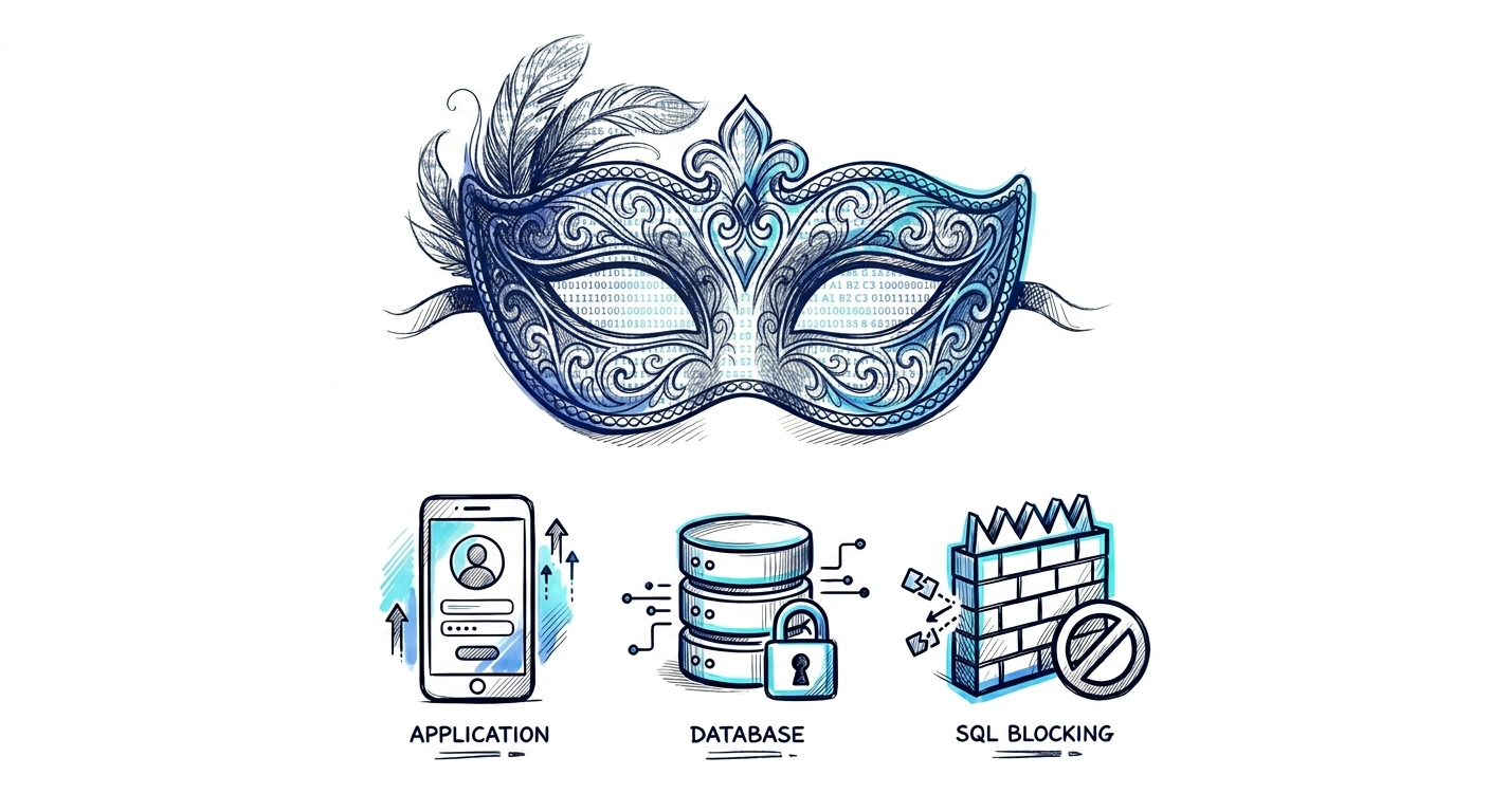 Enmascaramiento Dinámico de Datos: En la Aplicación, la Base de Datos y el Bloqueo SQL.